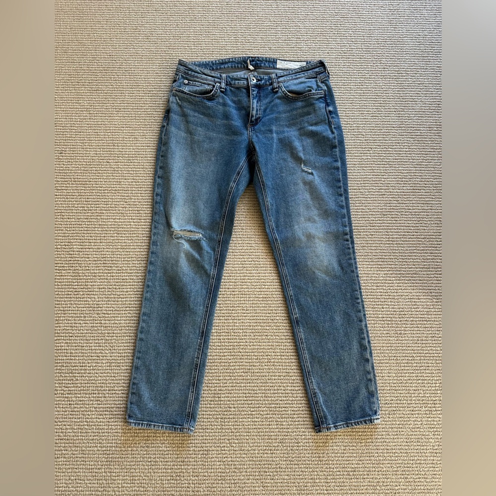 Rag & Bone Dre Lowrise Slim Boyfriend Jeans with holes - Picture 2 of 5